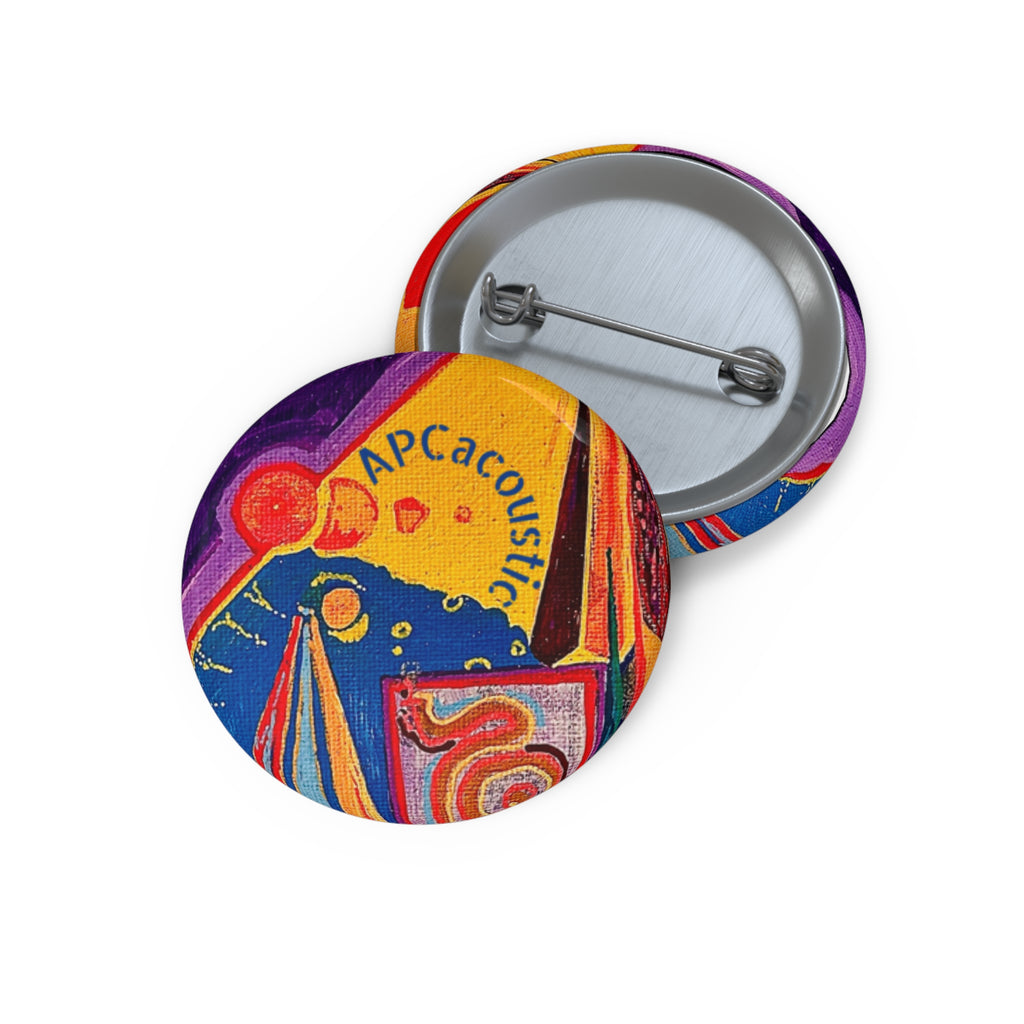 Custom Round Pin Button — Colorful Abstract APCacoustic Design