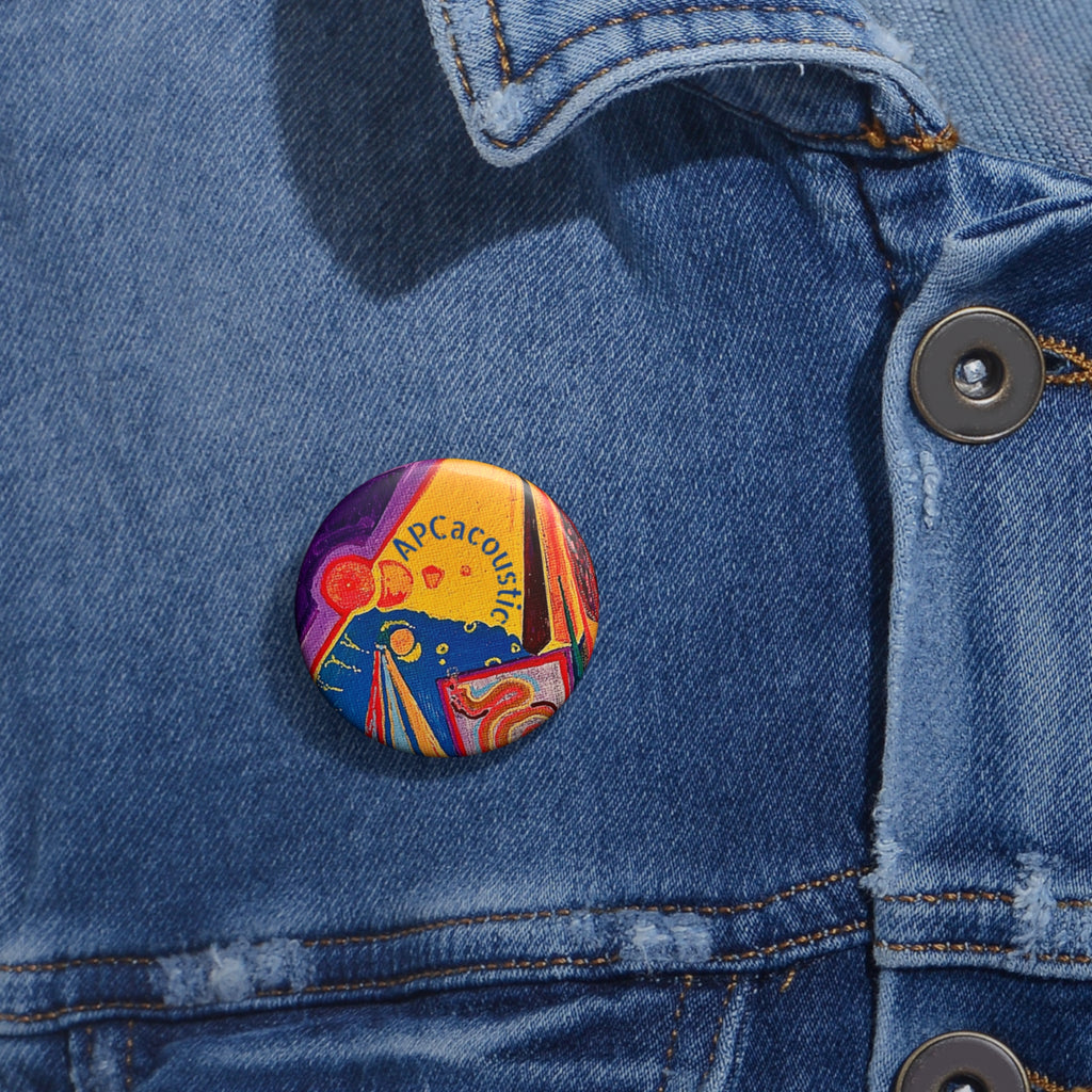 Custom Round Pin Button — Colorful Abstract APCacoustic Design